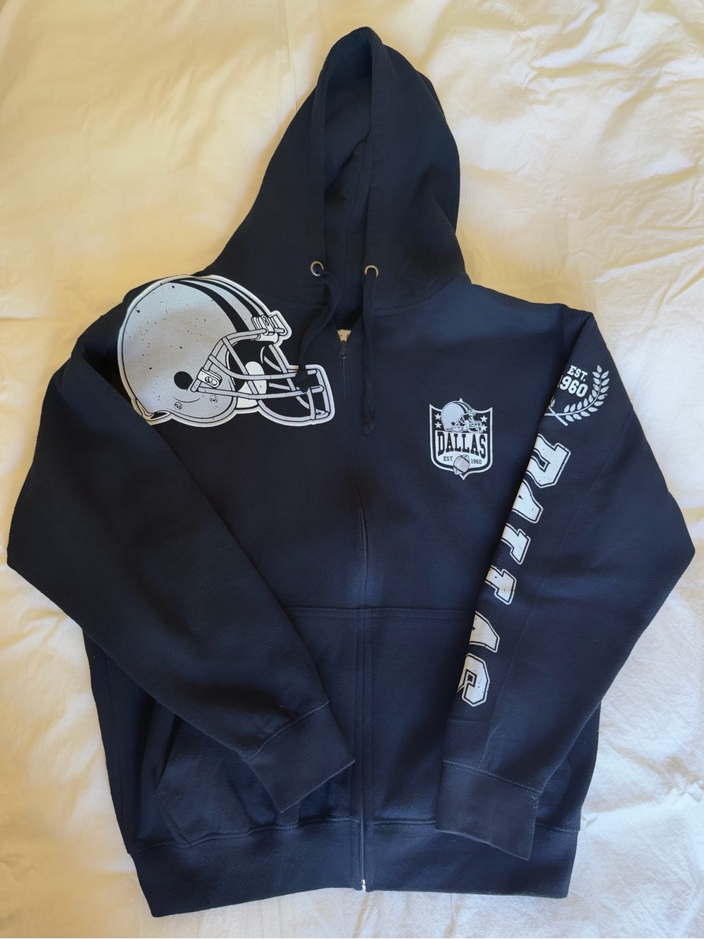 NFL Dallas Navy Blue & White Full-Zip Hoodie Jacket